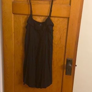 Black mini dress with drawstring waist